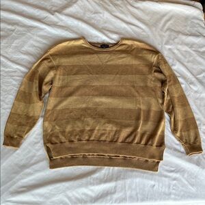 Blank Paige Tan and Brown Striped Oversized Crewneck Sweater 100% Cotton Size S
